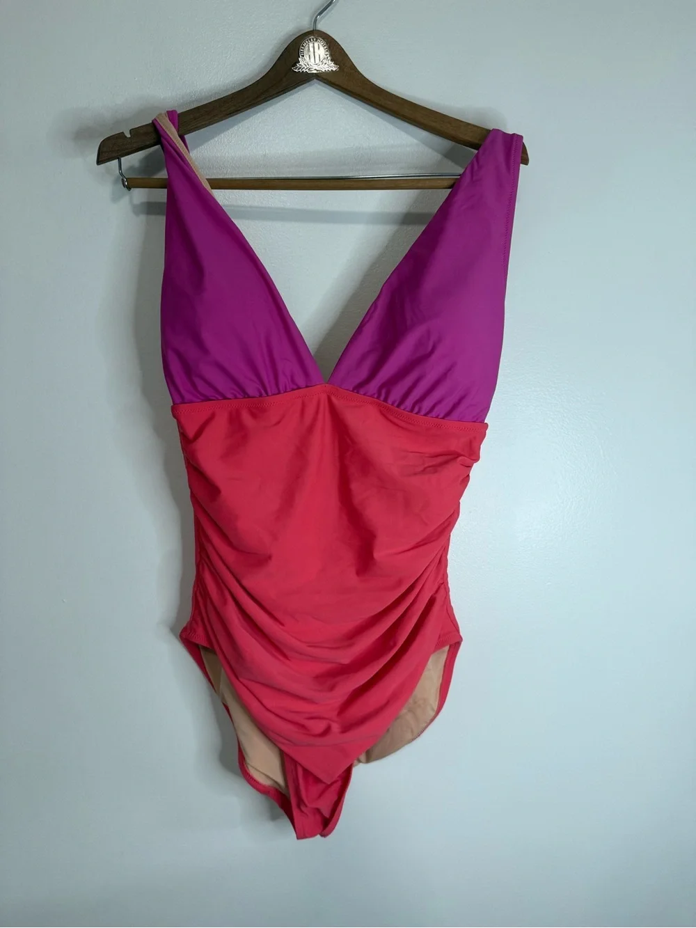 J. Crew Pink and purple Colorblock One-Piece swimsuit size large